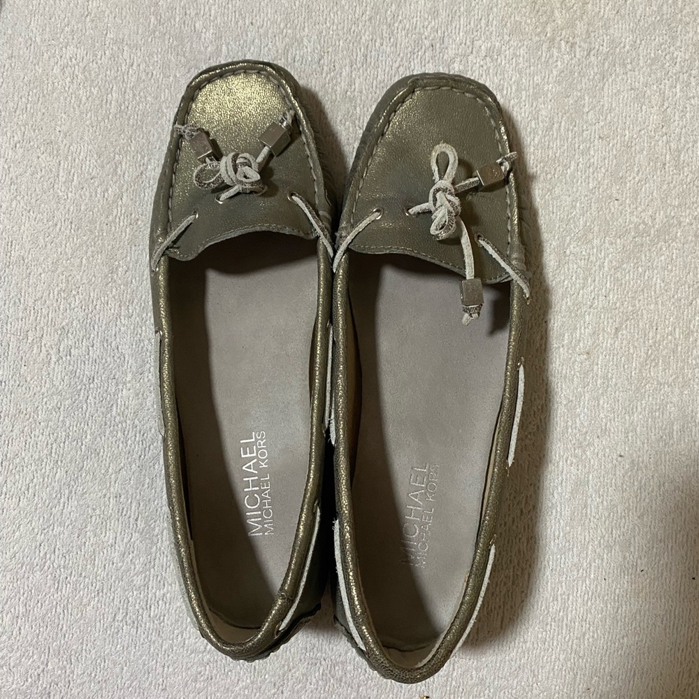 Michael Kors silver loafers , size 7